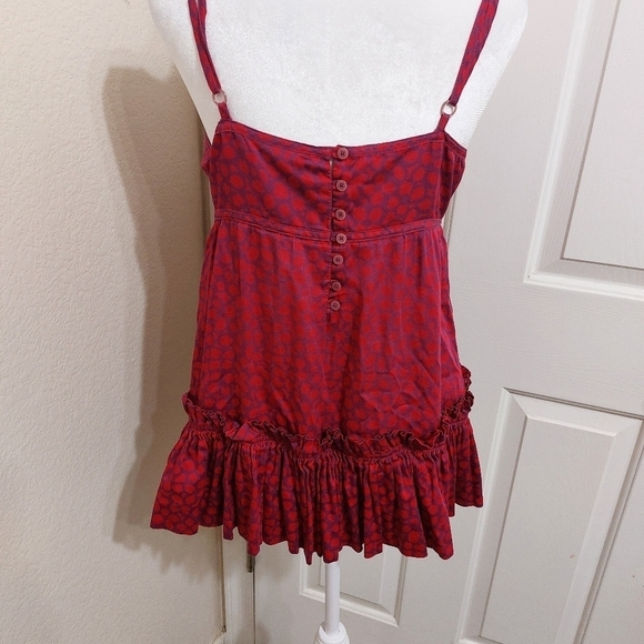 MARC JACOBS babydoll red purple tank Y2K drop waist ruffle waist buttoned back 4 - Picture 8 of 13